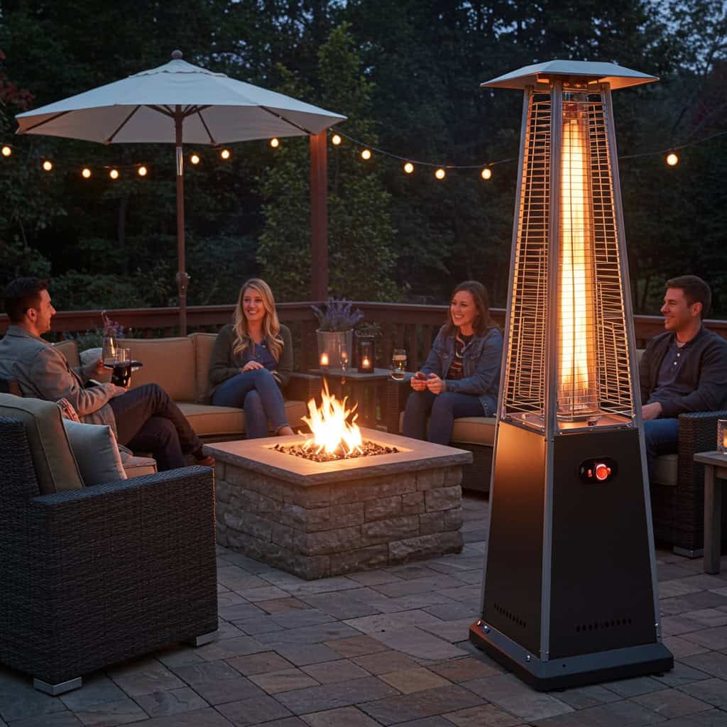 6. ファイヤーピットやヒーターで暖かさを確保