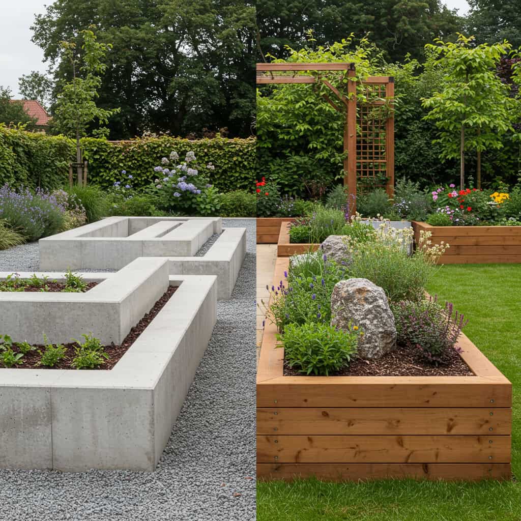 13. 大きなコンクリートブロックの花壇