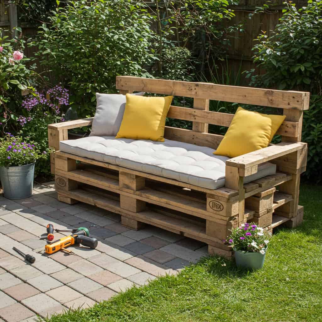 1. パレットを使ったガーデンベンチ