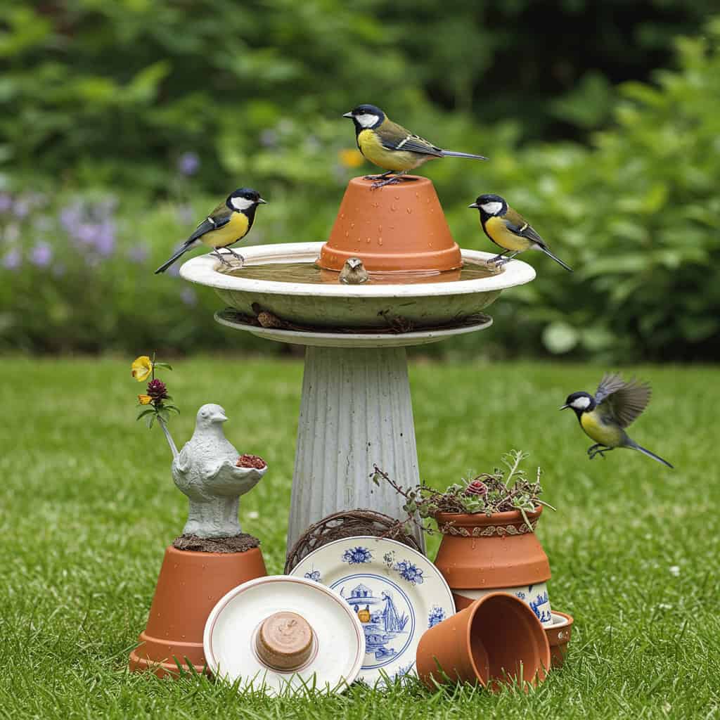 8. DIYバードバスで小鳥を呼ぶ