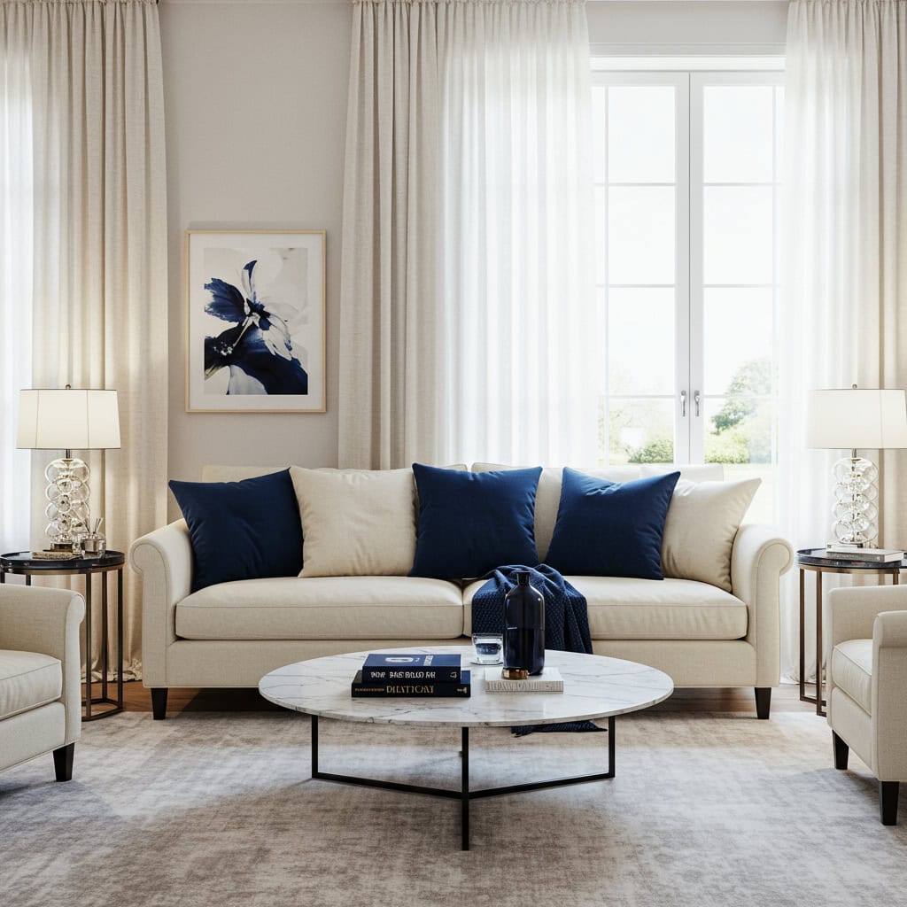 7. アイボリー &times; ネイビーブルー