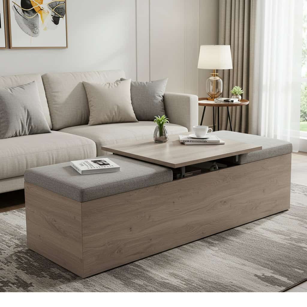 7. 変形する収納付きベンチ