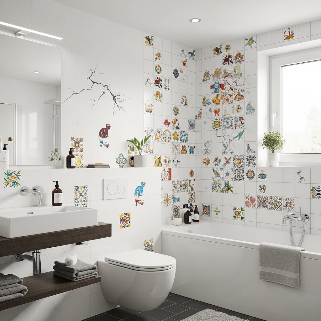 2. ウォールステッカーやタイルシールで壁を華やかに